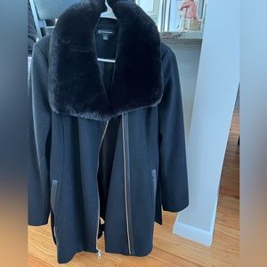 INC WOOL FUR COAT